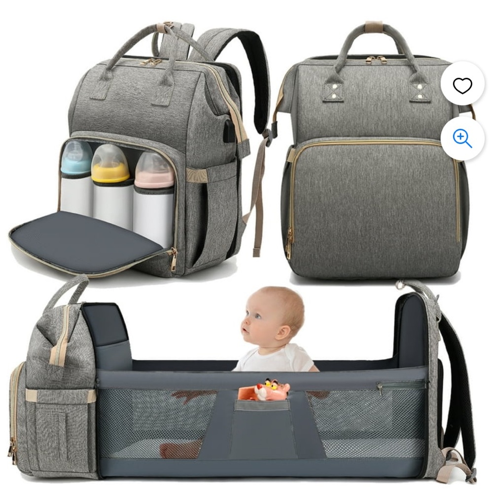 Debug baby diaper bag with changing station pull out & pad